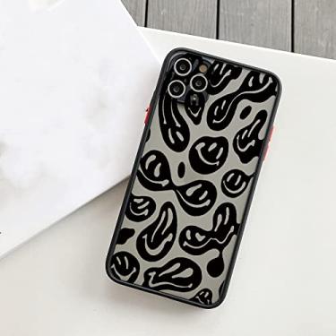 Imagem de Capas de telefone de rosto sorridente engraçado para iphone 11 12 13 pro max 6s 7 8 plus se2020 x xs max xr capa traseira dura fosca, preto smiley 2, para iphone13