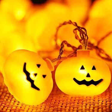 Imagem de Tingpai 20FT 40LEDs Luzes de Corda de Halloween Smiley Em Forma de Abó Luzes Deco tivas Pendu das À Prova D'Água Luzes de Abó LED Ope do por Bateria 2 Modos Luzes de Abó Assustado s
