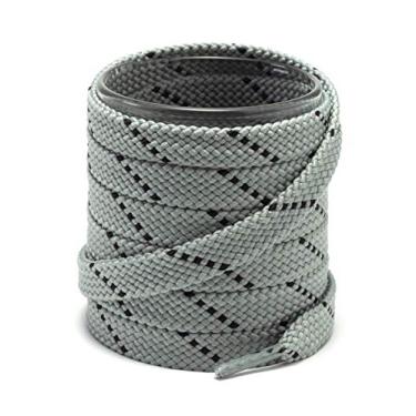 Imagem de Cadarços de sapato Shoemate para tênis e sapatos esportivos com 4 agulhas de sapatos, 09 Light Gray/Black, 48"(122cm)