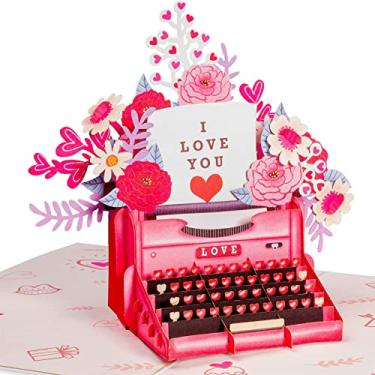 Imagem de Paper Love Cartão pop-up 3D Love Typewriter, presente para aniversário, casamento, aniversário, dia das mães, todas as ocasiões - capa de 12,7 cm x 17,8 cm - Inclui envelope e etiqueta de nota