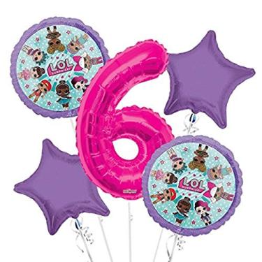 Imagem de LOL Suprise Balloon Bouquet 6th Birthday 5 pcs - Party Supplies