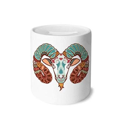 Imagem de DIYthinker Aries Constellation Zodiac Symbol Money Box Saving Banks Ceramic Coin Case Kids Adults