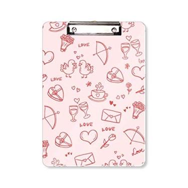 Imagem de Placa de suporte para bloco de anotações rosa corações vermelhos amor dia dos namorados A4