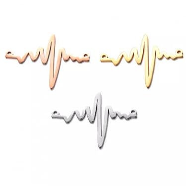 Imagem de CNBPIC 3Pcs Aço Inoxidável Eletrocardiograma Encantos Conectores Para Pingente Diy Joias Fazendo