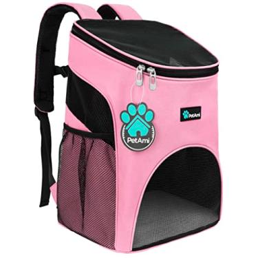 Imagem de (Pink) - Premium Pet Carrier Backpack for Cats and Small Dogs by PetAmi Ventilated Design, Safety Strap, Buckle Support Designed for Travel, Hiking & Outdoor Use