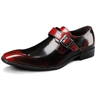 Imagem de Sapatos Oxford Masculinos Slip On Monk Alça Squre Toe Vegan Couro Salto Bloco Antiderrapante Solado de Borracha Cano Baixo Antiderrapante Funcionamento (Color : Red, Size : 40 EU)