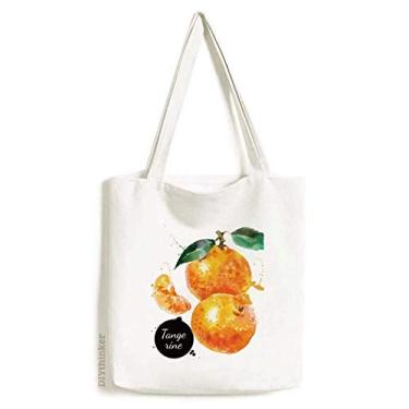 Imagem de Tangerine Fruit Tasty Healthy Watercolor Tote Canvas Bag Sacola de compras casual