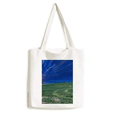 Imagem de Grassland Green Blue Sky Art Deco Gift Fashion Tote Bolsa sacola de compras casual