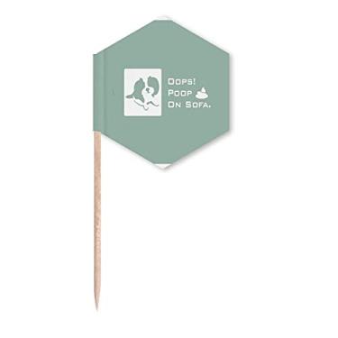 Imagem de Bandeiras de palito para sofá de cocô de cachorro brincalhão, palitos de cupcake, festa celebração