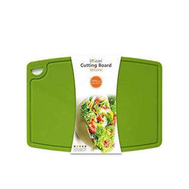 Imagem de Liflicon Tábua de corte de silicone grossa extra grande 35 x 26 cm, tapetes de corte flexíveis para lava-louças - verde