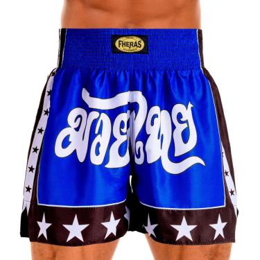 Imagem de Shorts Muay Thai Boxe Bermuda Calção Modelo Estrela Azul