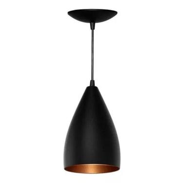 Imagem de Lustre Pendente Modelo Vegas Luxo Preto Com Cobre