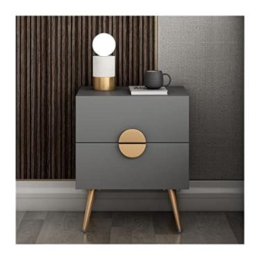 Imagem de WAOCEO Mesas laterais de cama luz minimalista mesa de cabeceira quarto armário de armazenamento de cabeceira de cama de grande capacidade gaveta de hardware alça de cabeceira criado-mudo (cor: 35 cm cinza, tamanho: desmontagem)