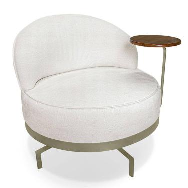 Imagem de Poltrona Decorativa Andromeda Linho Bouclê Base Giratória de Ferro - Pallazio
