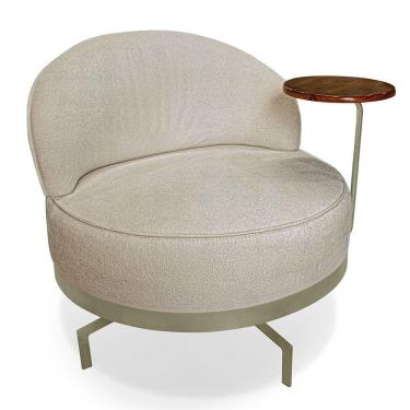 Imagem de Poltrona Decorativa Andromeda Linho Bouclê Base Giratória de Ferro - Pallazio