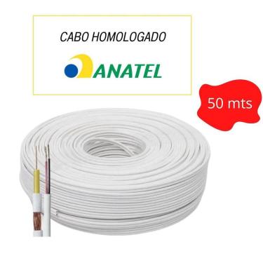 Imagem de Cabo Coaxial 50M Câmeras- Homologado Anatel 80% Malha-4Mm