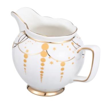Imagem de Açucareiro estilo europeu com borda dourada jarra de leite jarra de molho xarope copos de leite de cerâmica jarro de cerâmica para café luxo leve distribuidor lata pequena creme