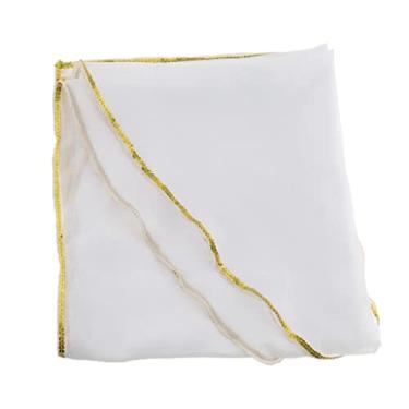 Imagem de Dynwave Véu de Dança do Ventre em Seda com Detalhes Brilhantes, Branco, Um tamanho