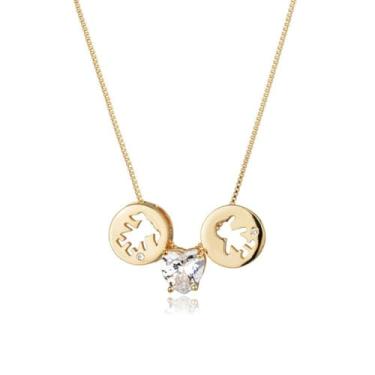 Imagem de Corrente Colar pingente com 2 Filhos ou filhas Mãe E Família Menino ou Menina banhado a ouro 18k (CASAL)