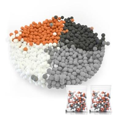 Imagem de Cobbe 2 pacotes de contas de cabeça de chuveiro de substituição, 90 g filtro de chuveiro contas de pedra, bolas de pedra mineral para filtragem de água, para chuveiro filtrado (laranja cinza branco)