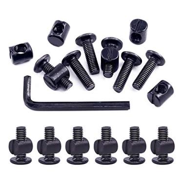 Imagem de Swpeet 25 peças de parafusos pretos M6 × 20 mm para berço, cabeça sextavada, parafuso para cama de bebê e porcas cilíndricos com 1 chave Allen perfeita para móveis, berços, parafusos (M6 x 20 mm)