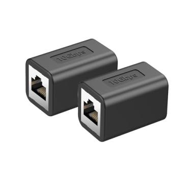 Imagem de LEKVKM Extensor Ethernet 10Gbps RJ45 Acoplador Ethernet, acoplador em linha para adaptador extensor de cabo Ethernet Cat8/Cat7/Cat6/Cat5e/Cat5 para PC Router Modem PS5 Xbox fêmea para fêmea (2 pacotes