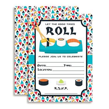 Imagem de Amanda Creation Sushi, Let the Good Times Roll Convites de festa temática, conjunto de 20 incluindo envelopes