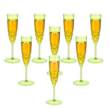 Imagem de Taças de champanhe de plástico, 8 peças de taças de champanhe transparentes extravagantes reutilizáveis à prova de estilhaçamento, acrílico, inquebrável, elegante, festa, bebendo, coquetel, vinho,