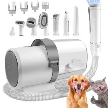 Imagem de Kit de limpeza para cães, 7 em 1 Aspirador de Pelos Pet Animais de estimação com 4 pentes de cabelo, aspirador de cabelo para cães de 2,5 litros, escova a vácuo para cães 220V