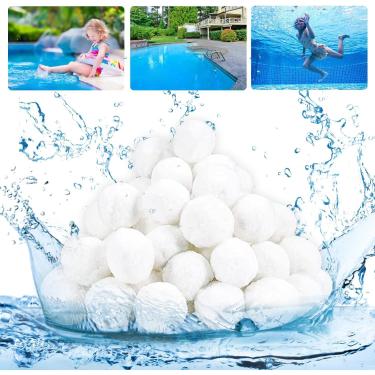 Imagem de Wimarn Bolas de filtro de piscina, 1,4 kg, mídia de fibra ecológica, filtragem de água de maior eficiência