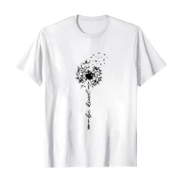 Imagem de Camisetas femininas fofas gola redonda girassol flores silvestres estampa casual camiseta feminina justa, Branco, P