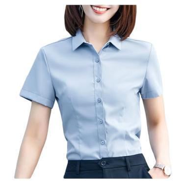 Imagem de Letuwj Camisa de manga curta roupas de trabalho masculinas e femininas com a mesma camisa profissional, Cinza claro masculino, 6G