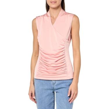 Imagem de Calvin Klein Camiseta sem mangas gola V franzida, Prateado, rosa, PP
