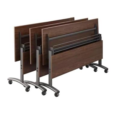 Imagem de Mesas de Conferência 3 Pces Mesa De Treinamento De Rolamento Superior Da Aleta Da Mesa De Conferência Dobrável, Mesa De Reunião Móvel Para Sala De Conferências De Escritório E Sala De Aula(47x16x30in)