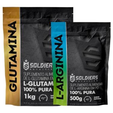Imagem de Kit: Arginina 500g + Glutamina 1kg - 100% Pura Importada - Soldiers Nutrition