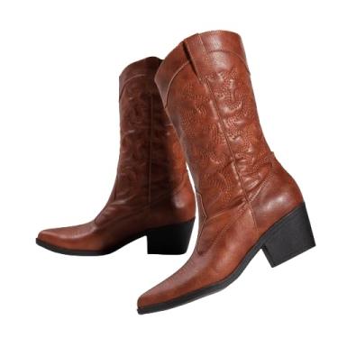 Imagem de Bota Texana Feminina Cano Baixo Bico Fino Country Fashion Not Me (Caramelo, BR, Adulto, Numérico, 39)