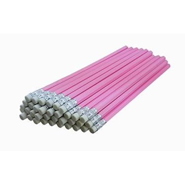 Imagem de ezpencils - Lápis rosa pérola com borracha branca e prata de virilha - 36 peças - Borracha não mancha - # 2 HB chumbo - não afiada - não marcada