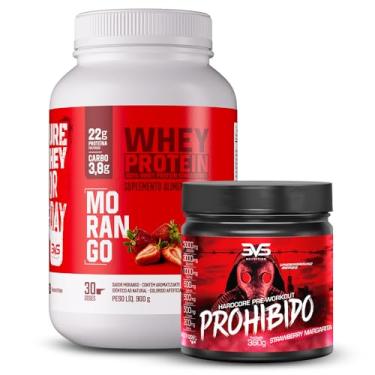 Imagem de 3VS Nutrition Combo Pré Treino Prohibido 360g + Whey Protein Concentrado 900g Sabor Morango