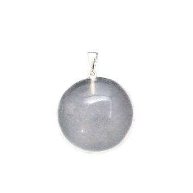 Imagem de Colar Disco Liso Cristal Opalado Montagem Pino Prata 950