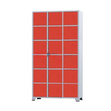 Imagem de Armário Roupeiro De Aço 18 Portas Para Vestiário Academia Locker Vermelho com Chave