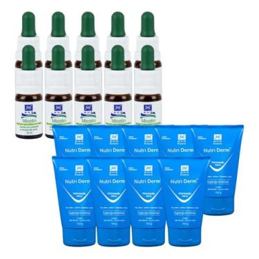 Imagem de RHR Cosméticos, Kit 10 Micotin 10ml Antifúngico + 9 Creme Nutri Derm 100gr