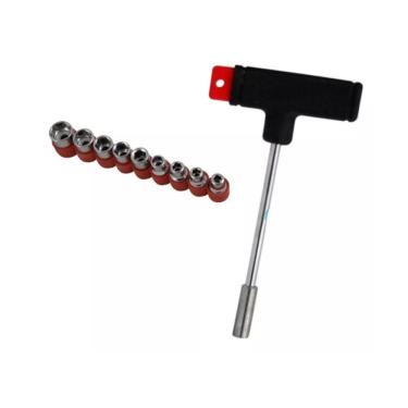 Imagem de Jogo De Cabo T Com 10 Peças 1 Chave 9 Soquetes Eda