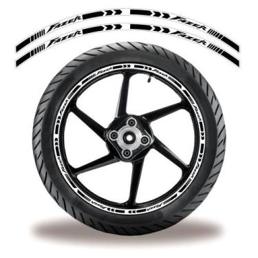 Imagem de Friso De Roda Adesivo Refletivo Yamaha Fazer  Preto E Branco - Cobra M