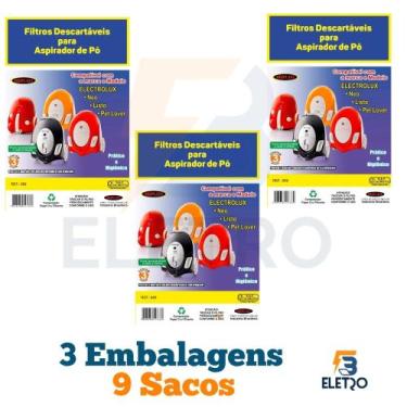 Imagem de 9 Sacos Descartáveis para Aspirador de Pó Electrolux Neo / Listo / Pet