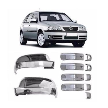 Imagem de Kit Aplique Capa Cromada Retrovisor Maçanetas Vw Gol G3 2000 - Shekpar