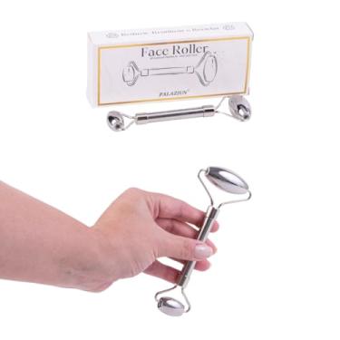 Imagem de Rolo Rolinho Massageador Facial de Aço Inox Tipo Pedra de Jade Para Drenagem Skincare Rosto Relaxamento Anti Rugas Idade Stress Estimulador de Colágeno Palaziun