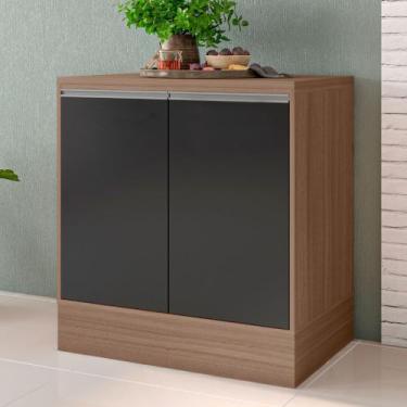 Imagem de Balcao PISA 2 Portas com Tampo 0,80m Poliman Moveis, Carvalho com Graf