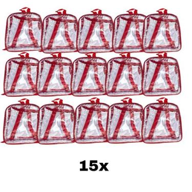 Imagem de KIT COM 15 MINI mochila VERMELHA infantil transparente escola - Gii Ma