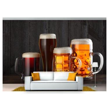 Imagem de Papel De Parede Cerveja Canecas Madeira 3D Al112 - Você Decora