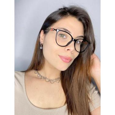 Imagem de Armação Óculos Grau Feminino Gatinho Giulia Preta - Palas Eyewear